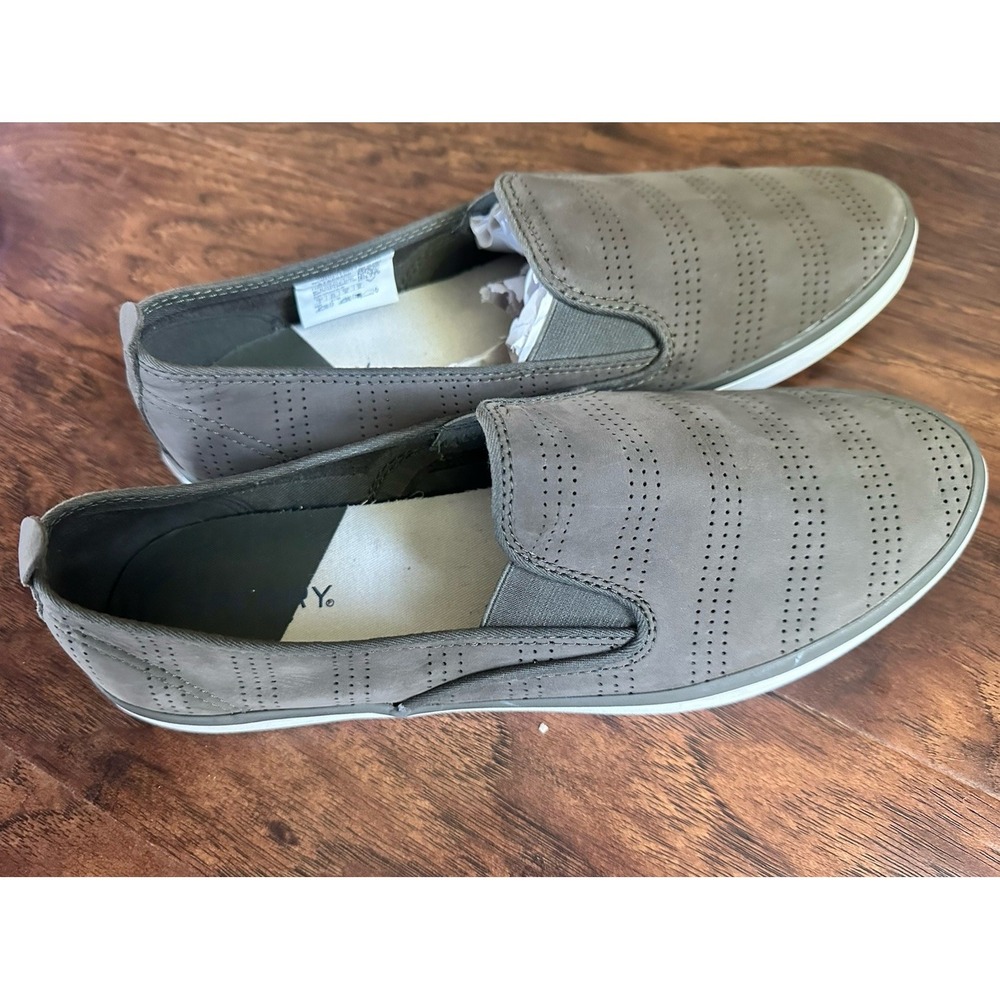 Sperry Womens Army‎ Green Perforated Slip-On Shoes 9M Memory Foam Casual Comfort